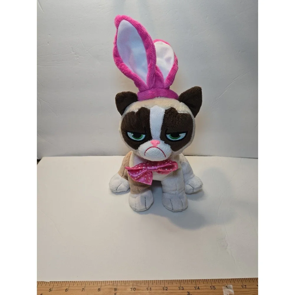 PlushGrumpy Cat Plush Easter Bunny Ears Bow Tie Stuffed Animal 17